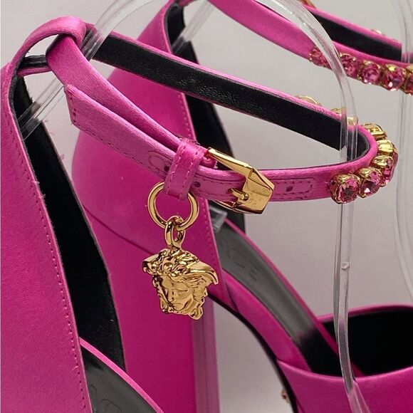 Versace Medusa Crystal Ankle-Strap Platform Sandals size 38 - Picture 8 of 16